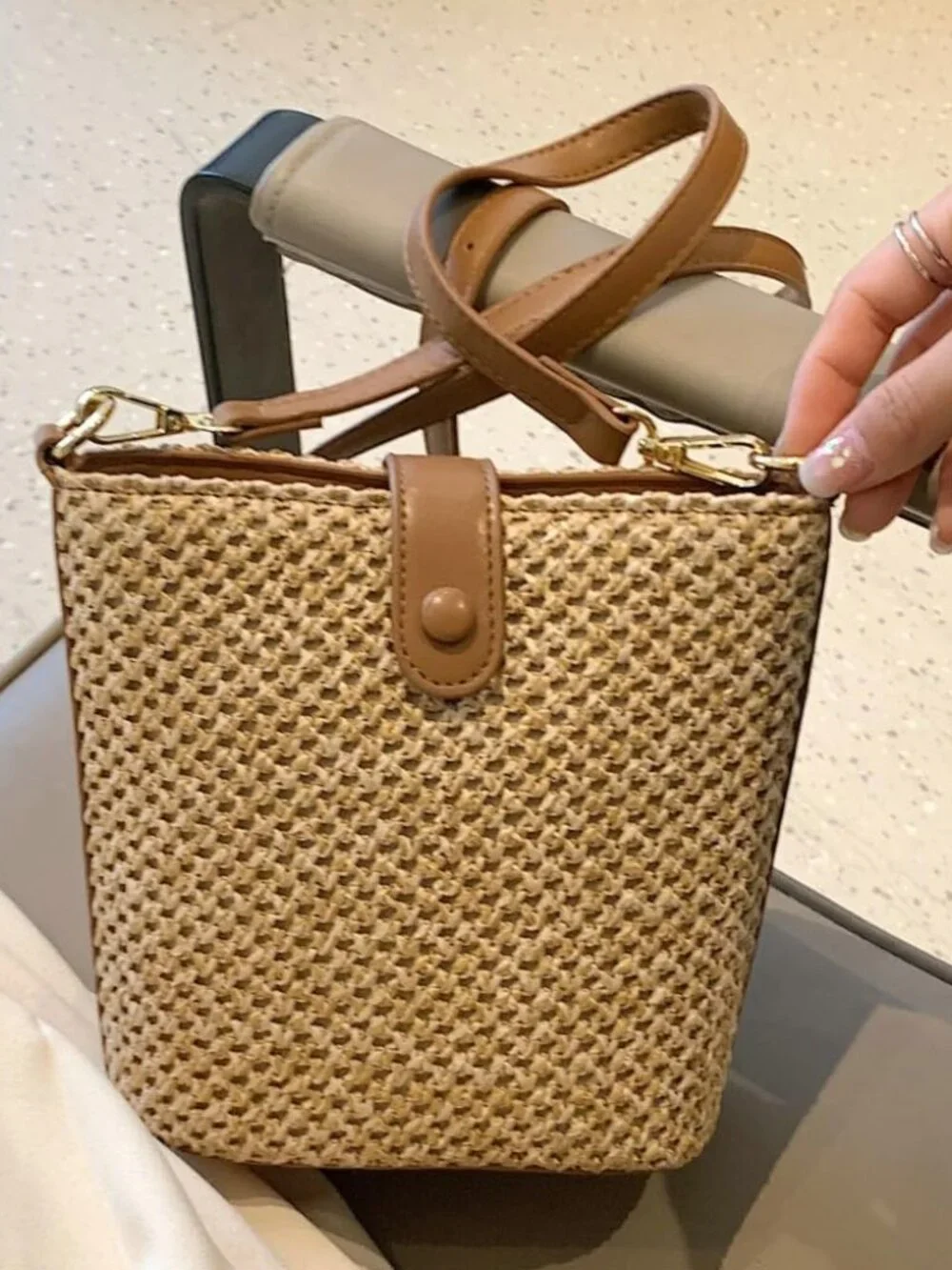 Straw Beach Bags For Women Rattan Purse Summer Straw Cross-body Bag Raffia Handb - Picture 2 of 9